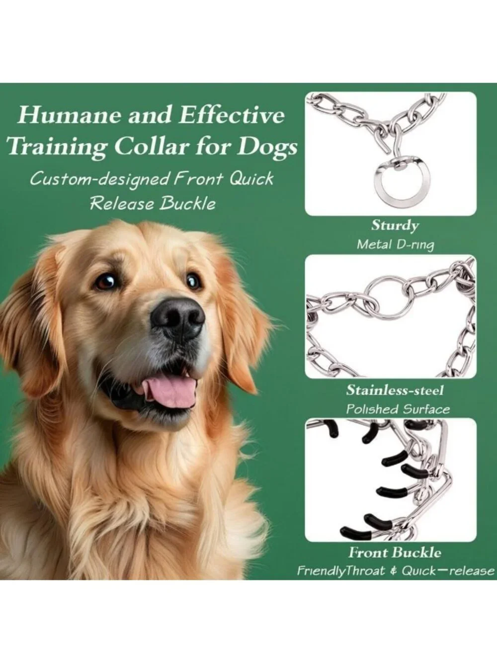 Adjustable No Pull Dog Training Collar with Comfort Tips for Small to XL Dogs